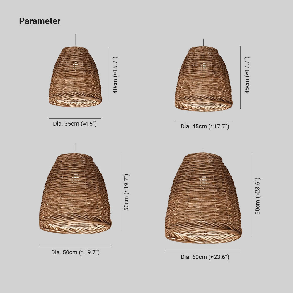 Muto Vintage sveitalegur LED-hengilampi úr spanskreyr fyrir stofu og svefnherbergi