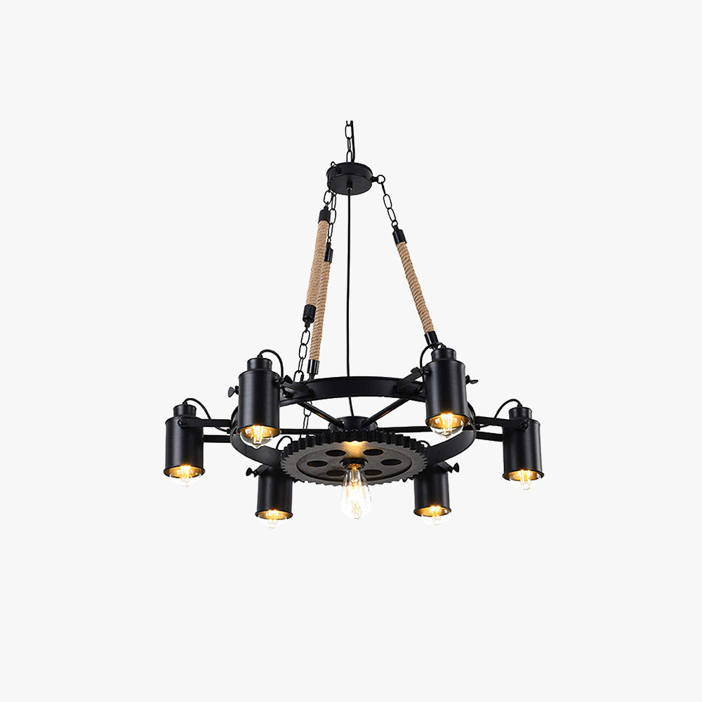 Epoch industriell LED-pendellampa i svart metall/snöre för kafé/bar