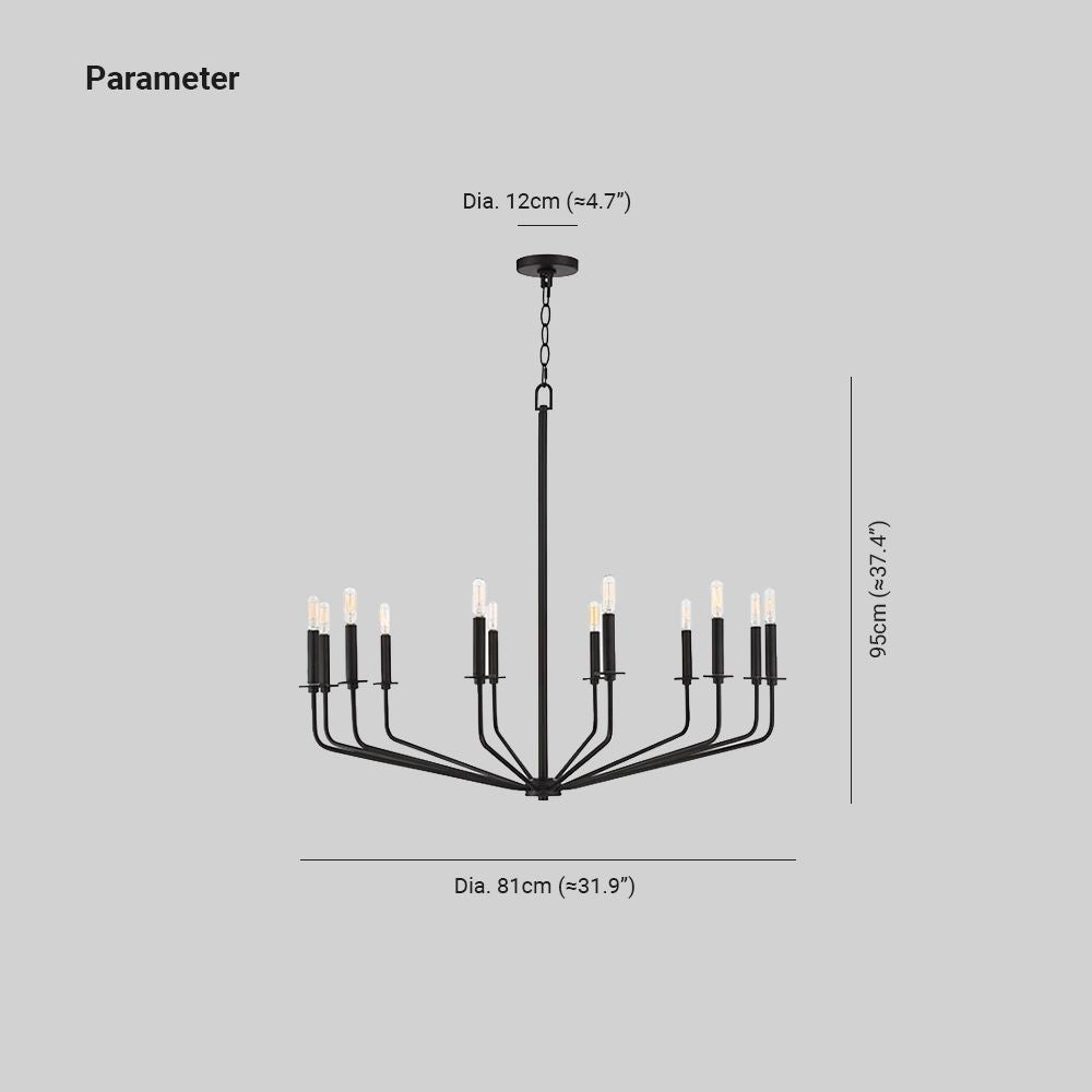 Silva Modern Industrial LED Chandelier Black Metal Living Room