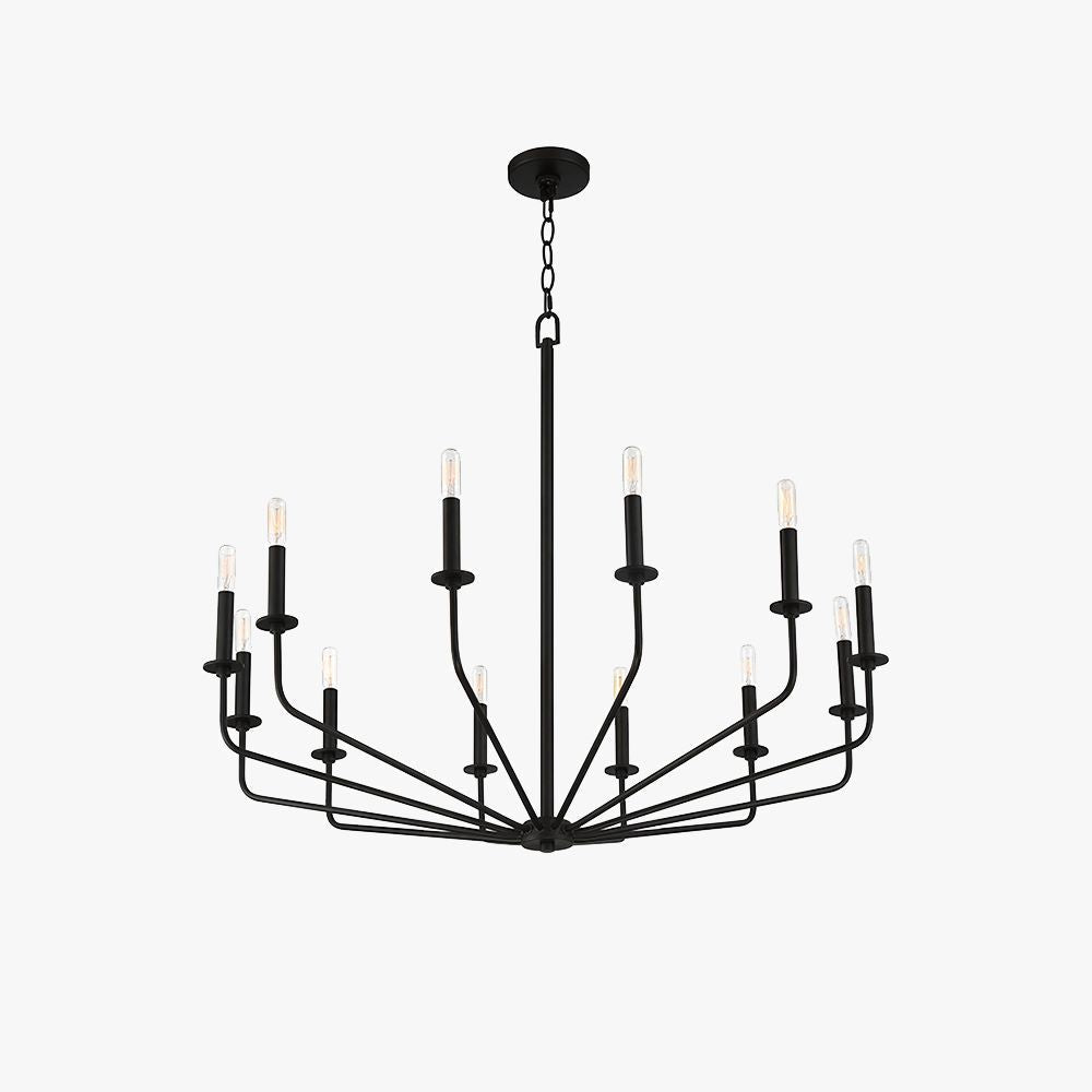 Silva Modern Industrial LED Chandelier Black Metal Living Room