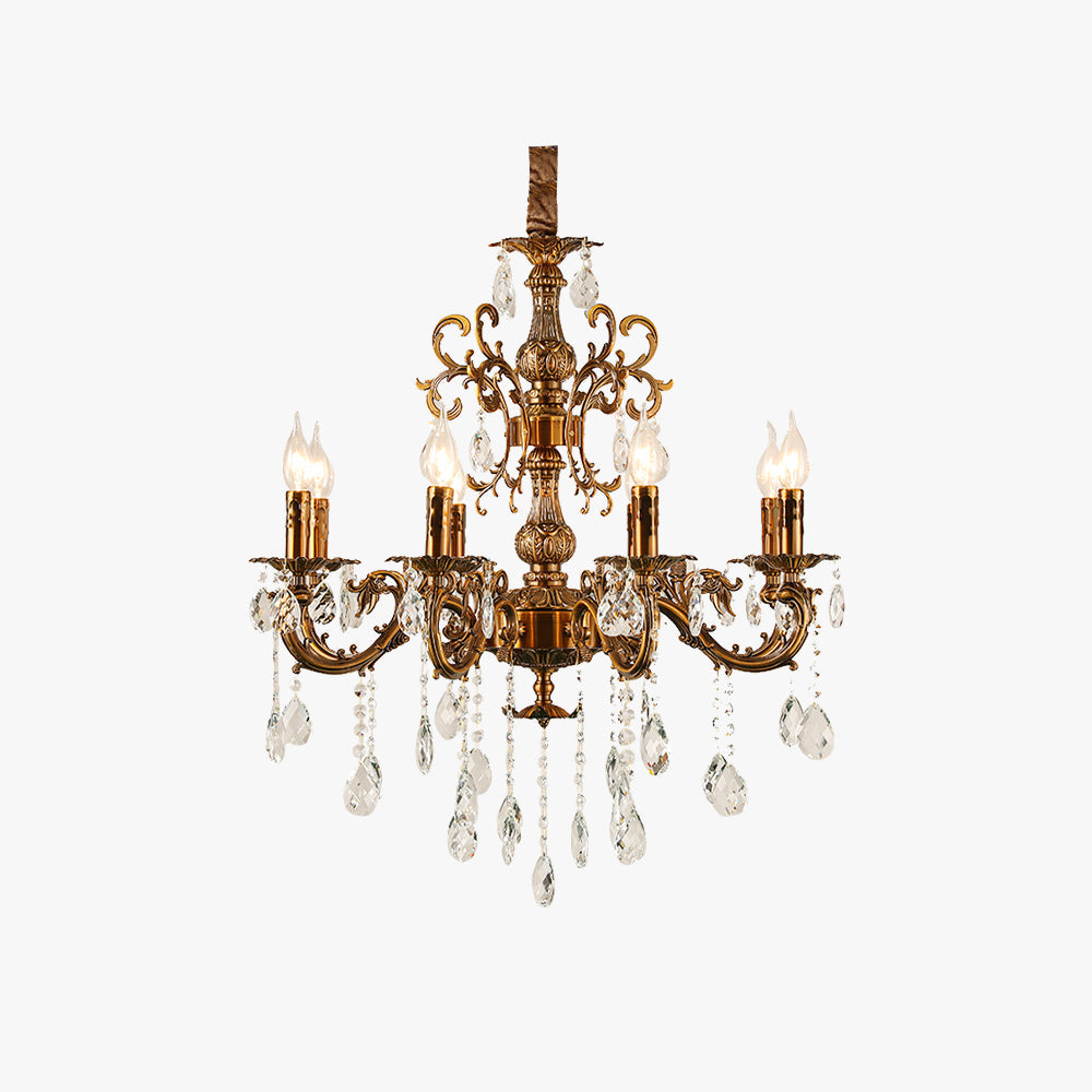 Silva modern europeisk designad LED-ljuskrona i lyxig kristall, gyllene brons, för vardagsrum/matsal/sovrum