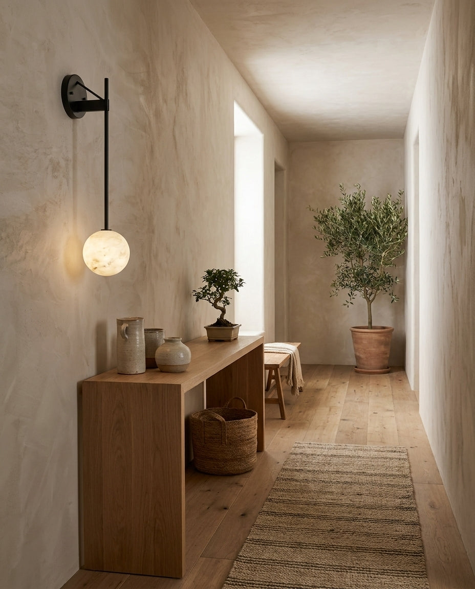 Staverncombe vägglampa i alabaster