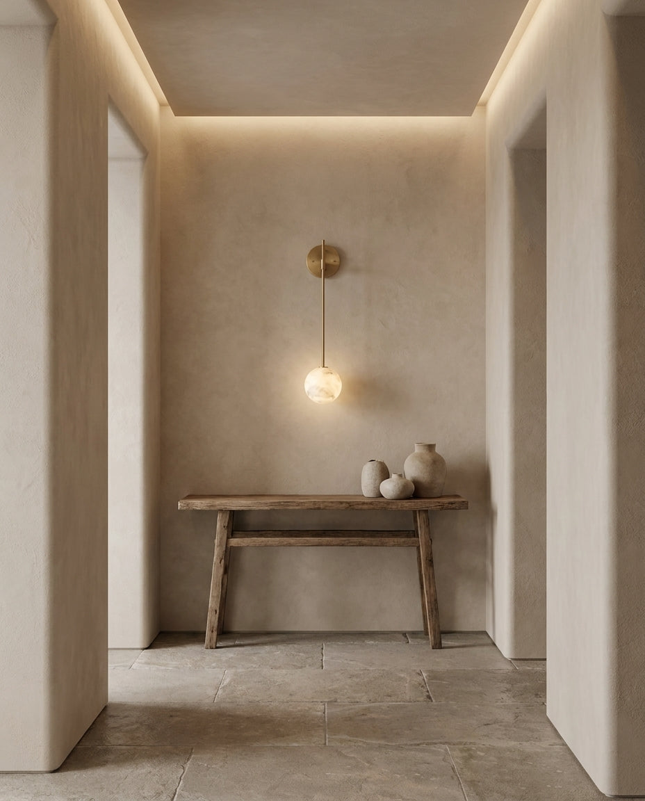 Staverncombe vägglampa i alabaster