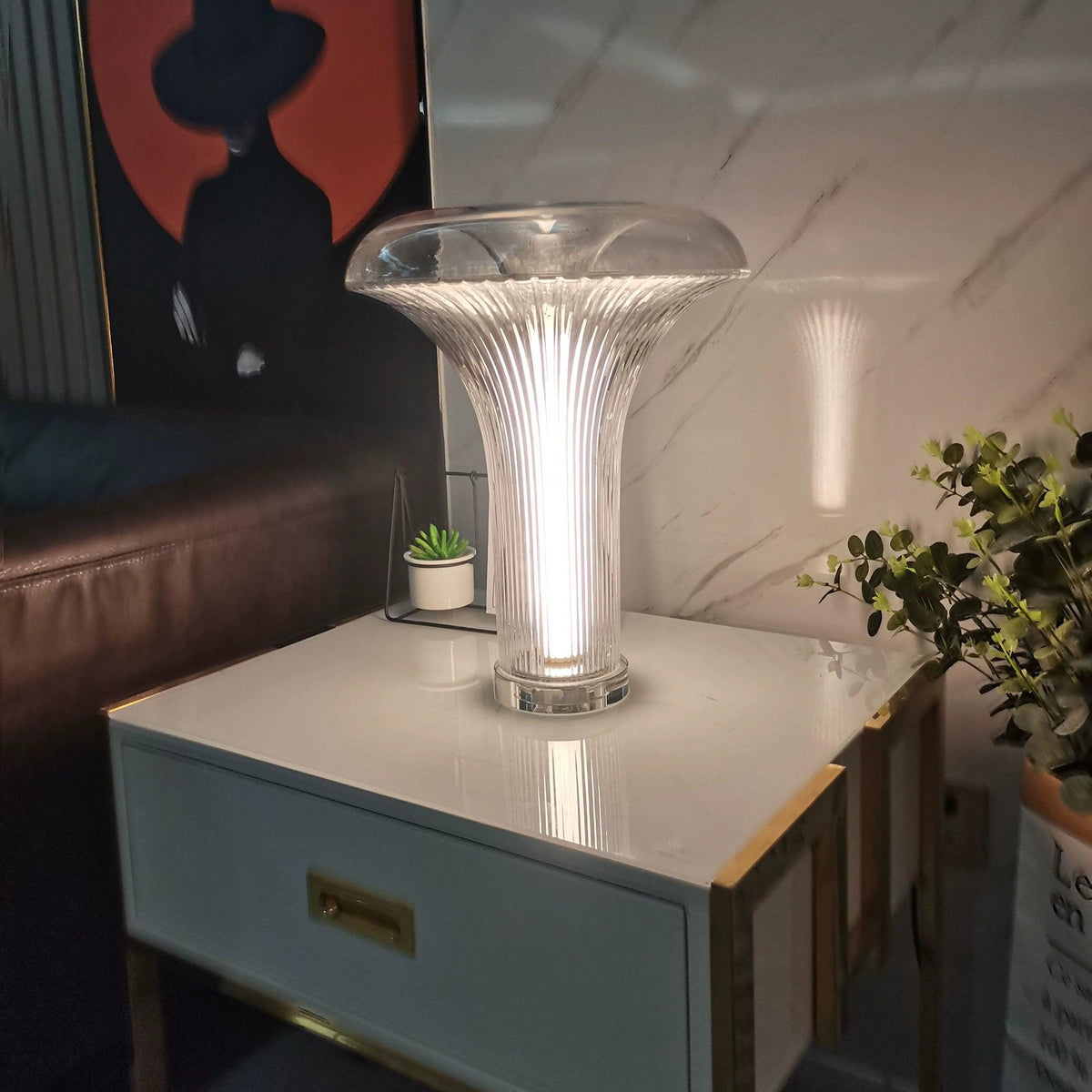 Carl moderne bordlampe i glas