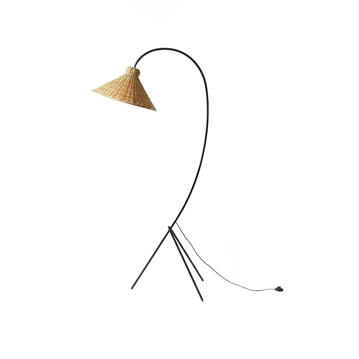 Candeeiro de pé arqueado Sombrero em rotim