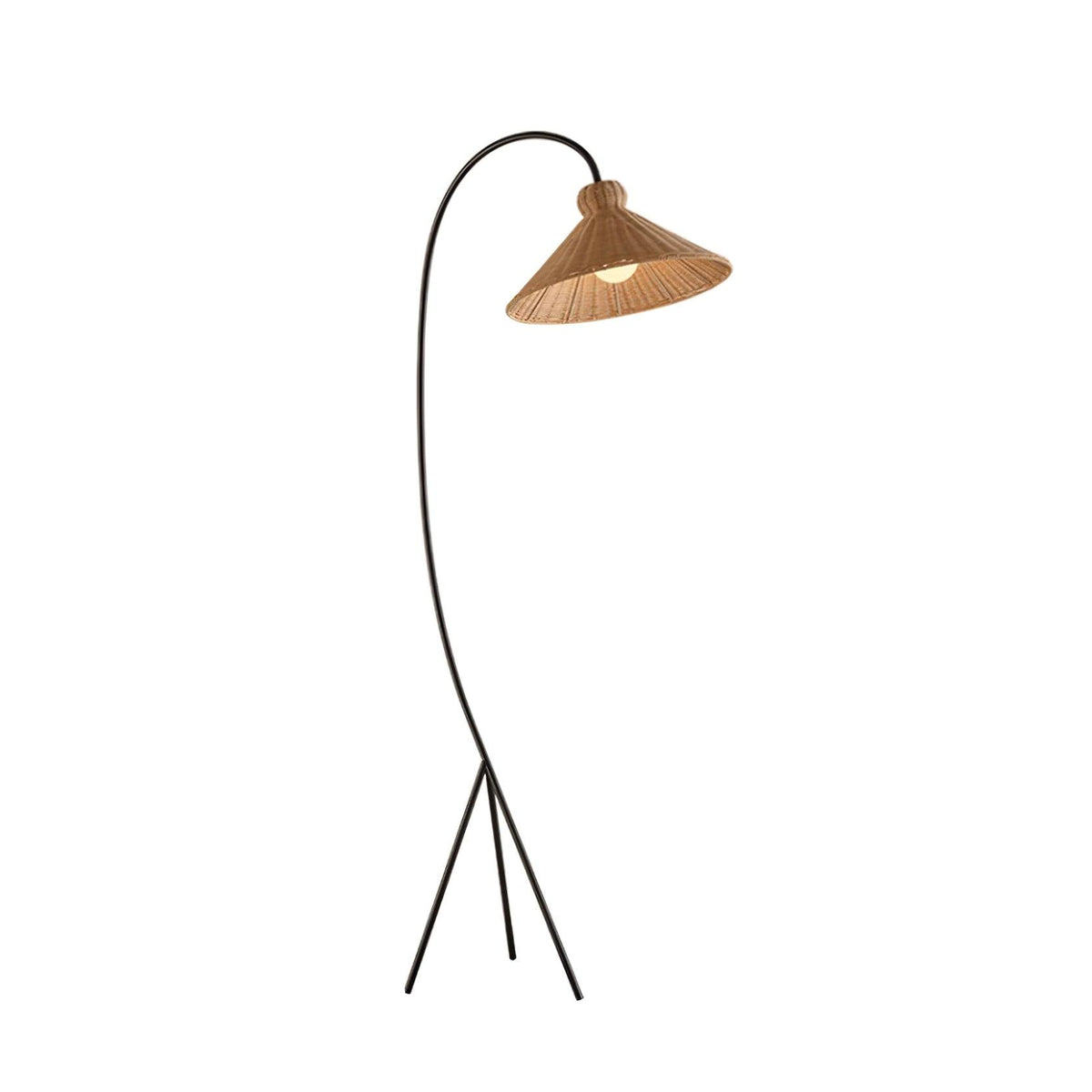 Candeeiro de pé arqueado Sombrero em rotim