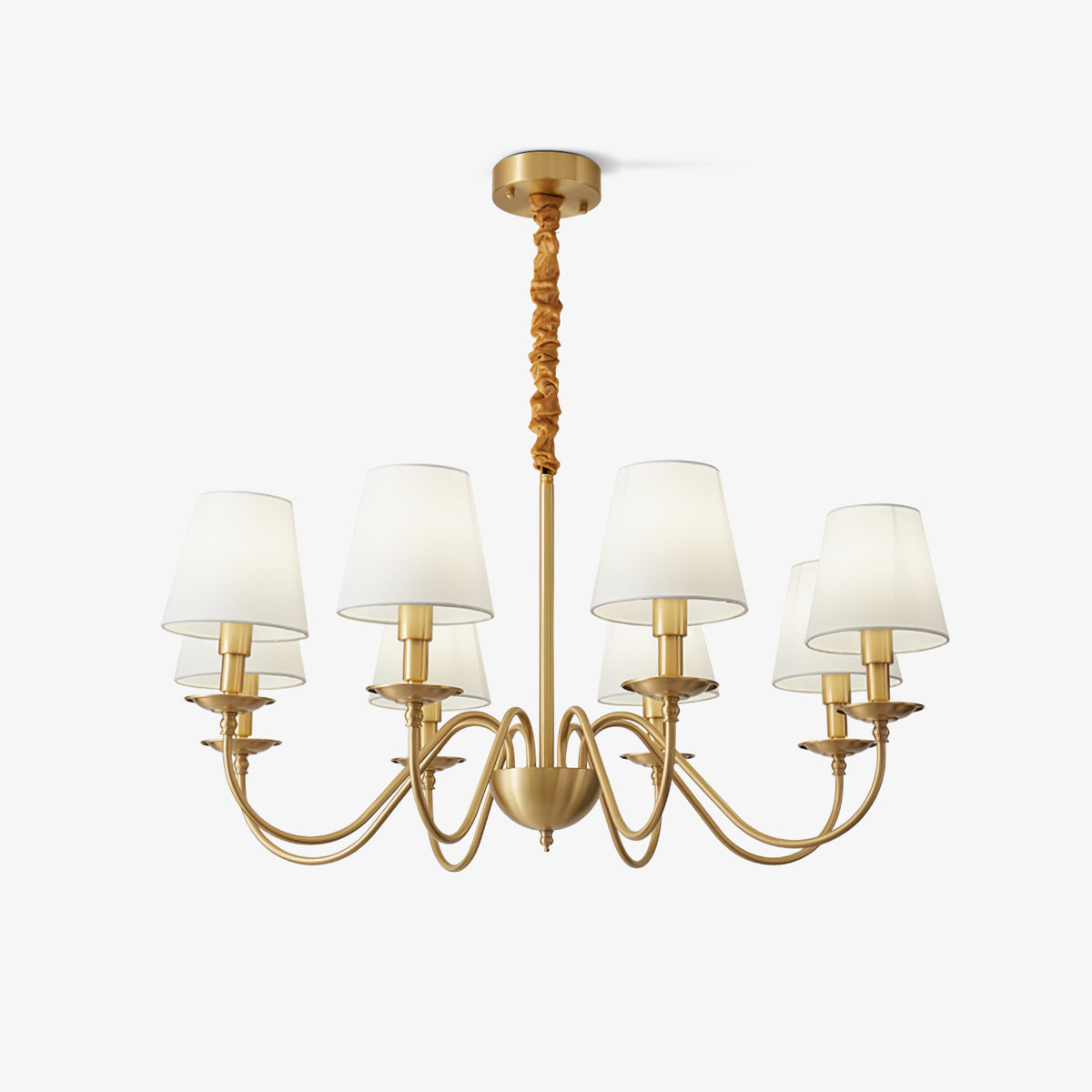 Silva vintage-tyylinen LED-messinkinen metallinen riippuvalaisin useilla kangasvarjostimilla makuuhuoneeseen ja olohuoneeseen