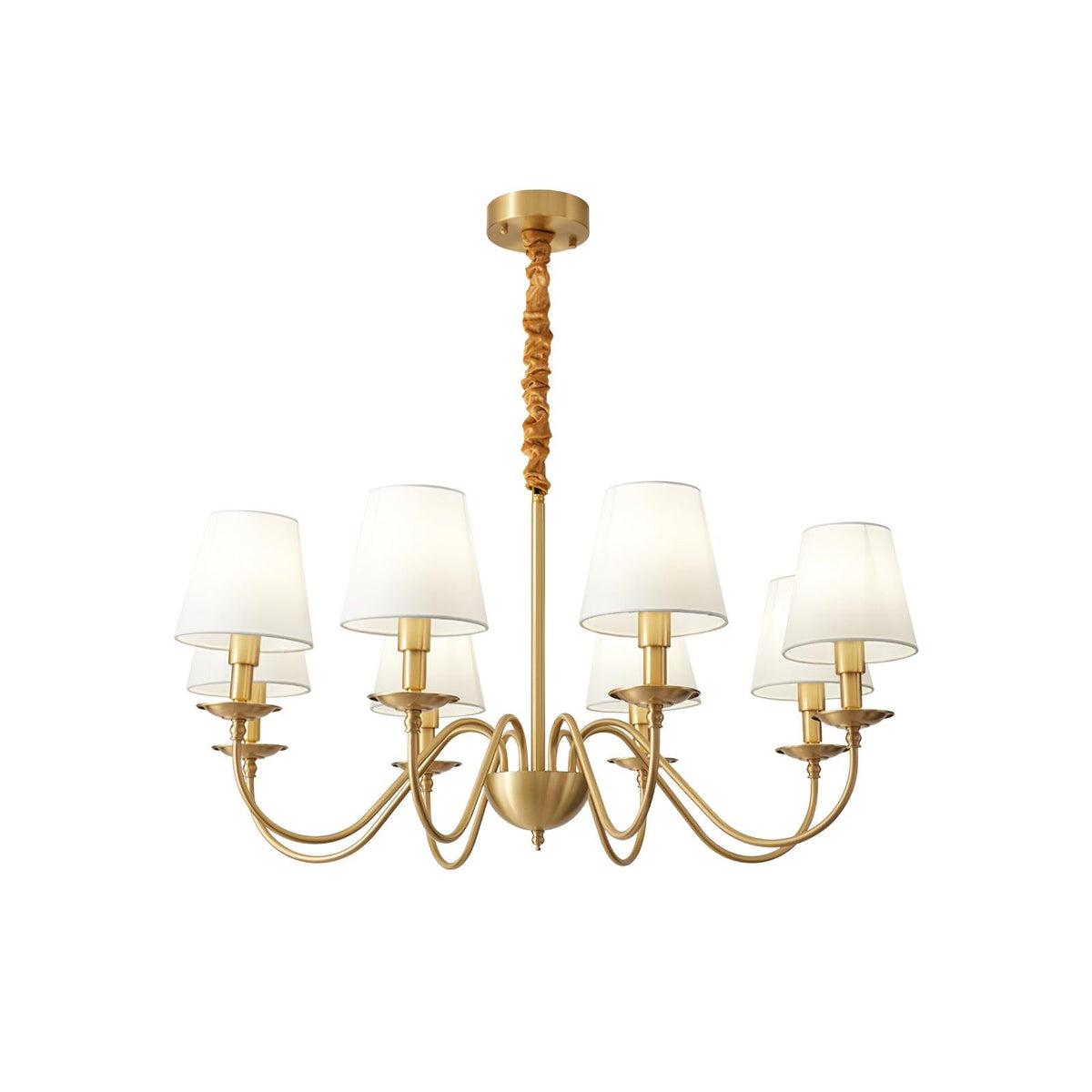 Candeeiro de lustre clássico Auruora em latão com cúpula de tecido