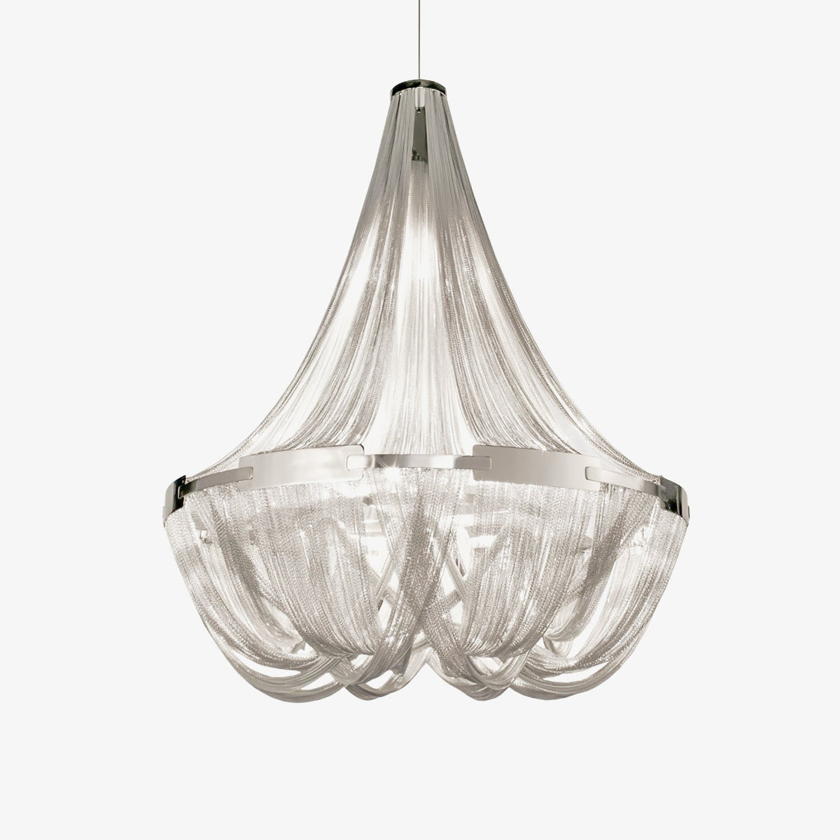 Candelabro com borlas e corrente de alumínio Zylen