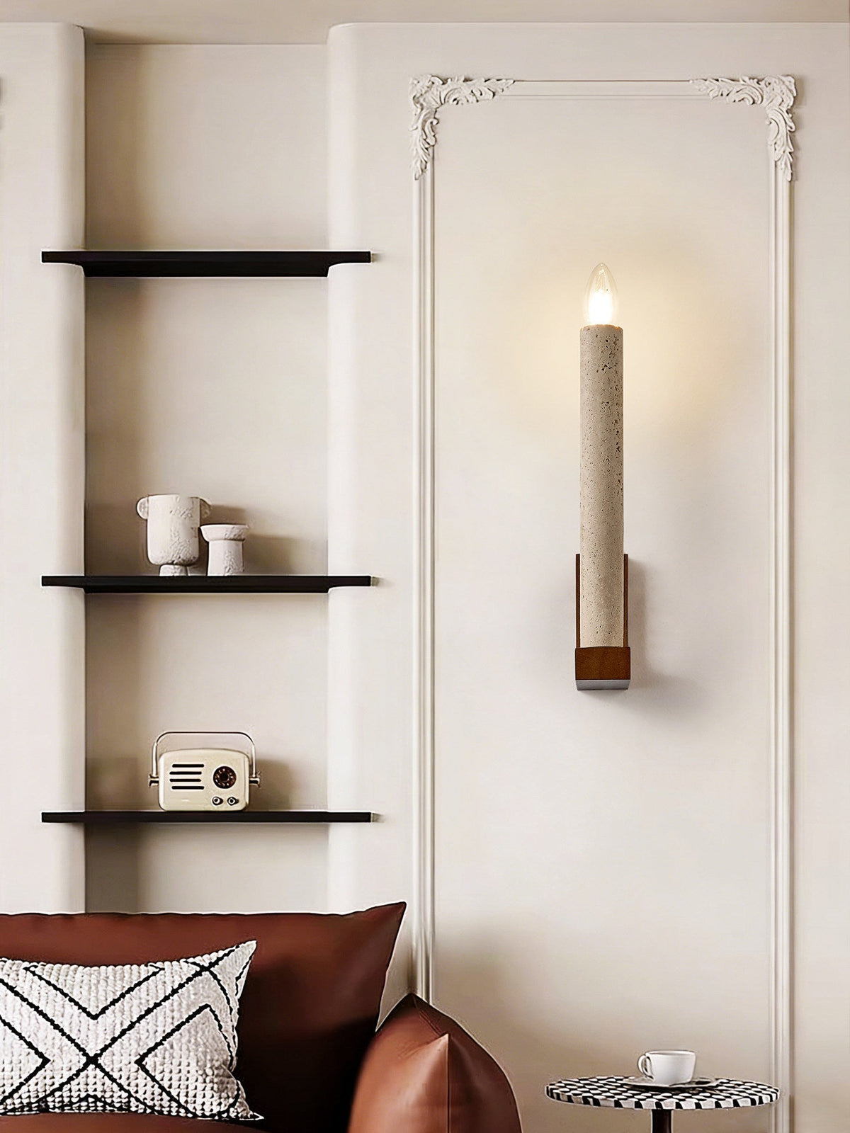Marius Travertine Candle -seinävalaisin