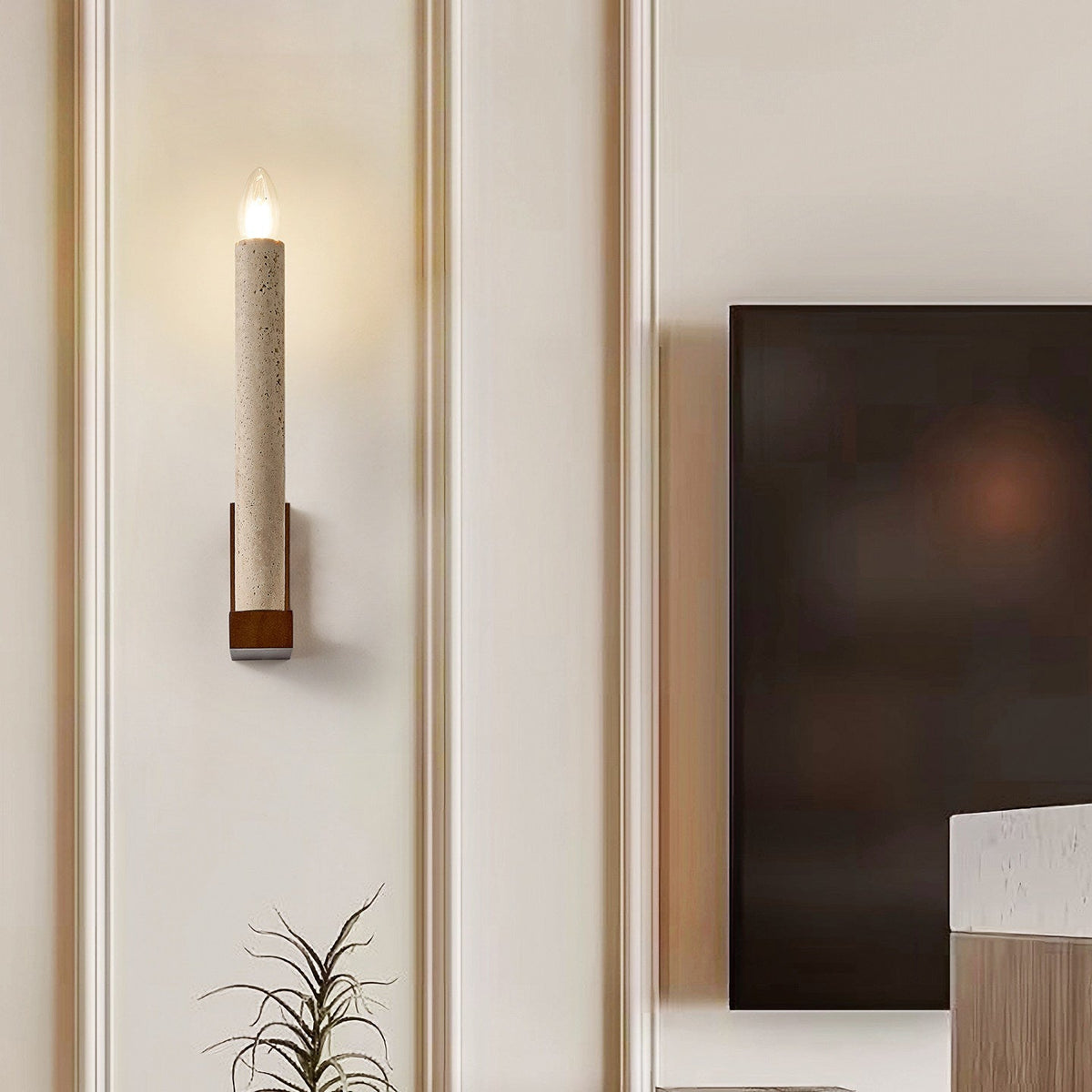 Marius Travertine Candle -seinävalaisin