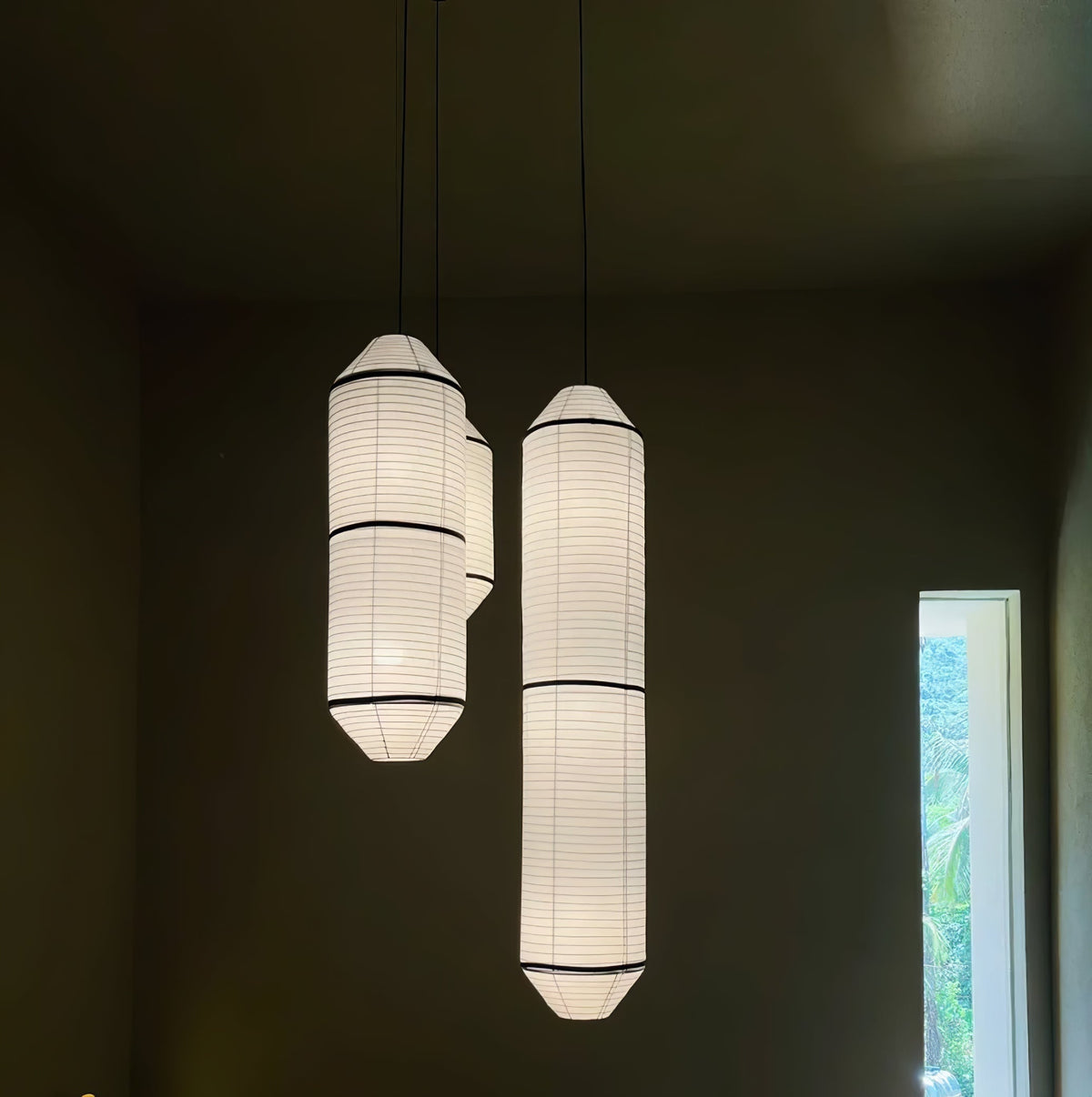 Oren moderne minimalistisk pendellampe i naturlig morbærsilke