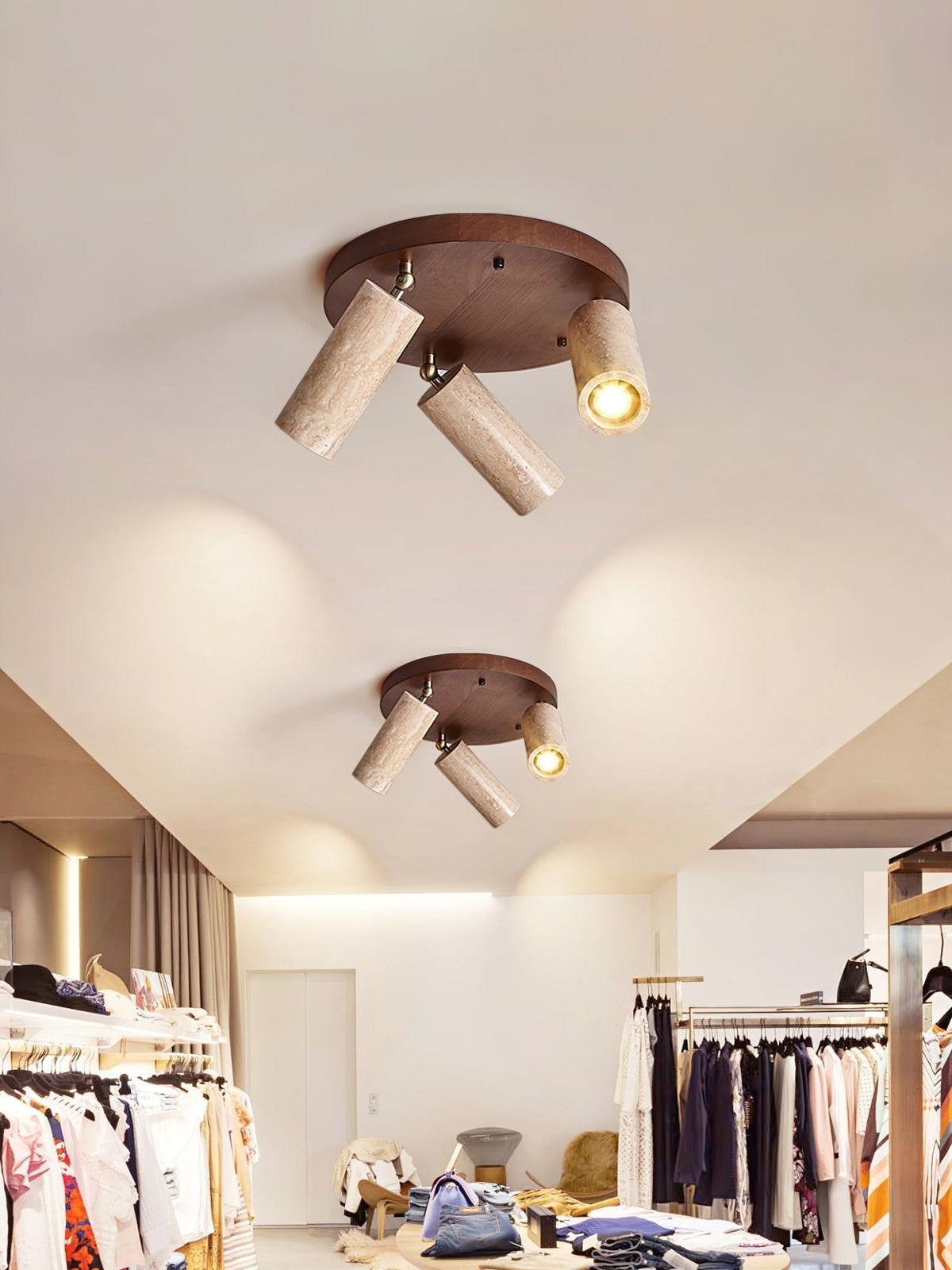 Zevenion-loftlampe i travertin med flere arme
