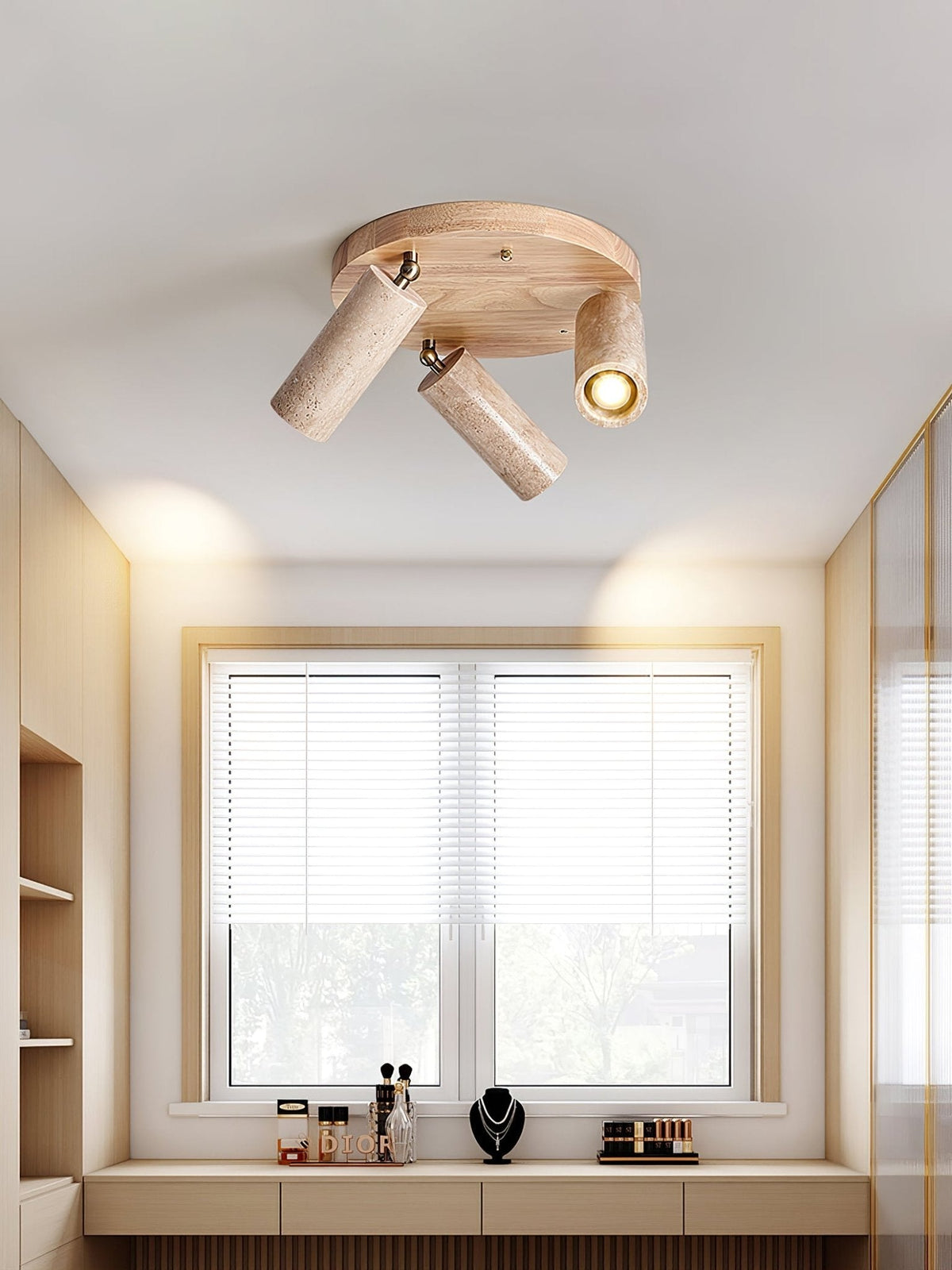 Zevenion-loftlampe i travertin med flere arme