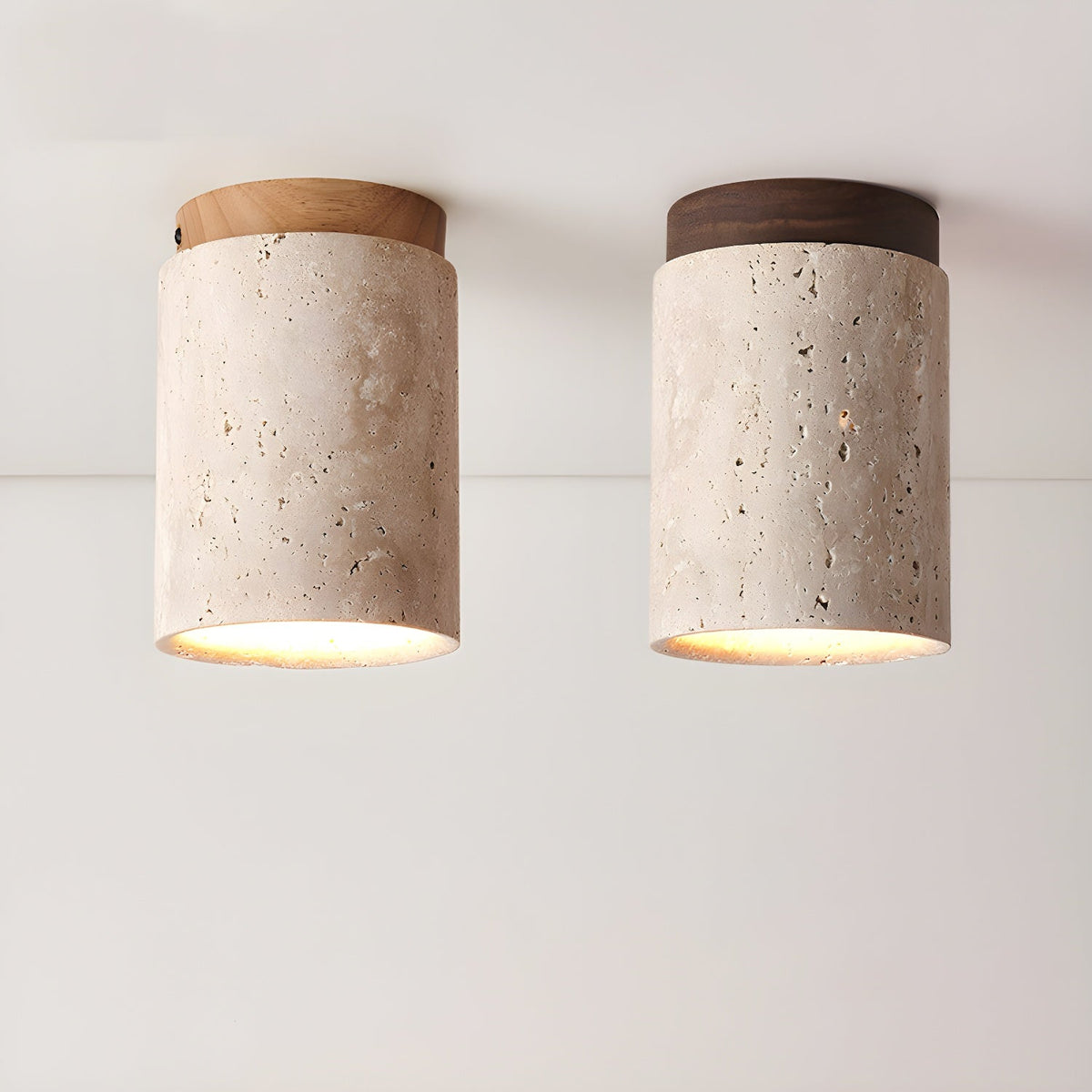 Valelelle loftslampe i travertin med cylindrisk kappe