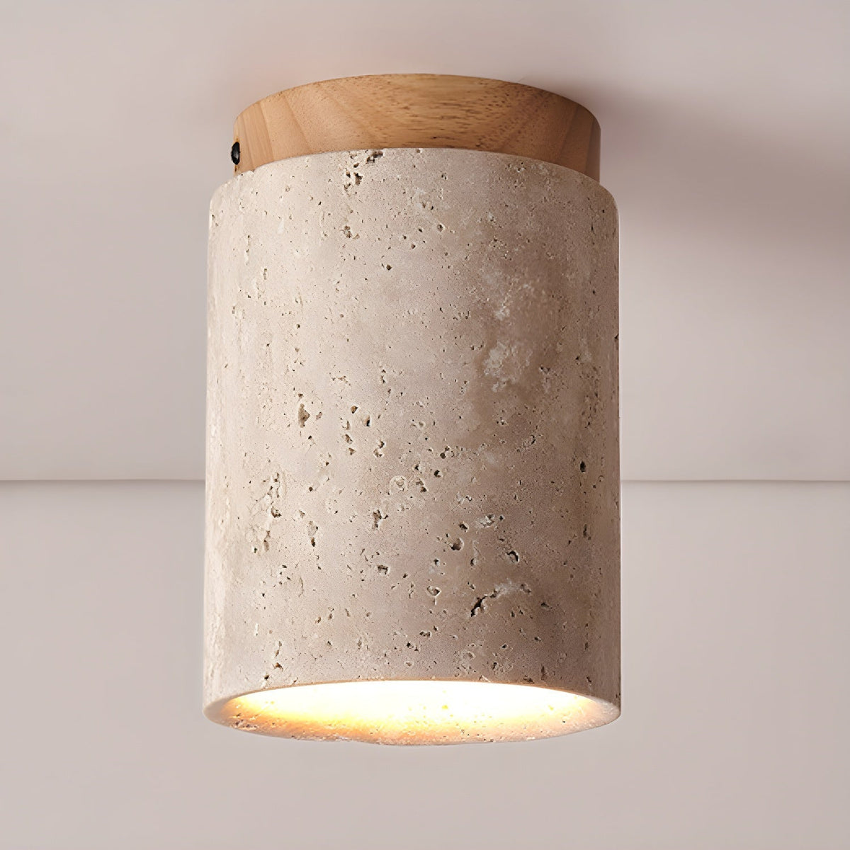 Valelelle loftslampe i travertin med cylindrisk kappe
