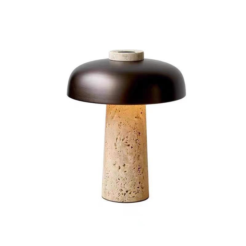 Tavivira svampeformet travertinbordlampe
