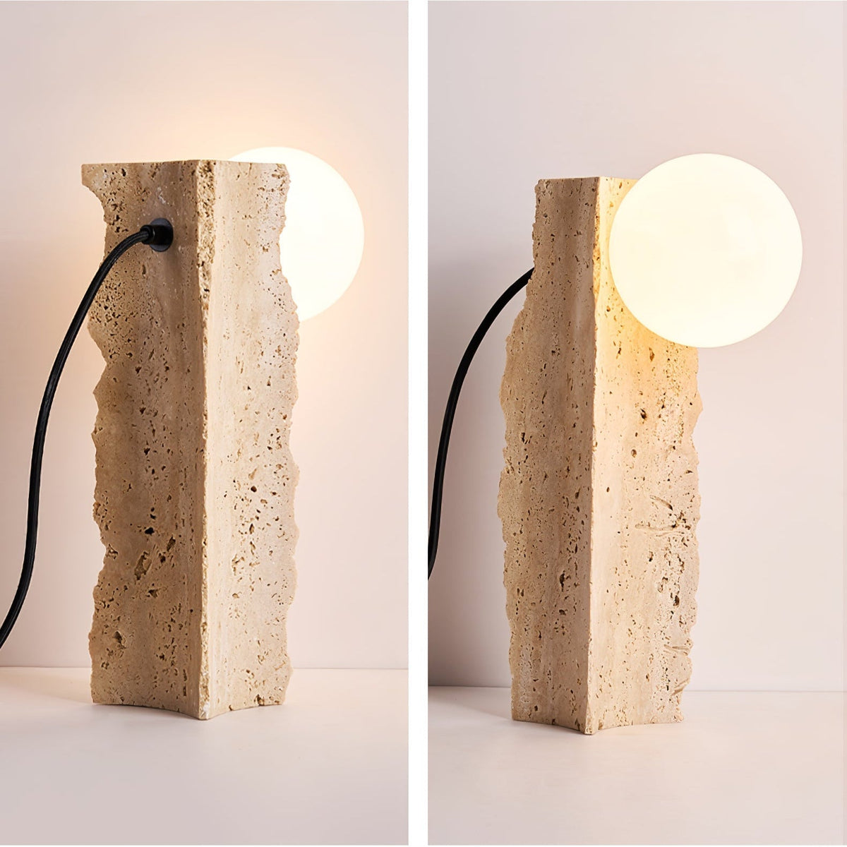Vyrnora avsmalnande bordslampa i travertin