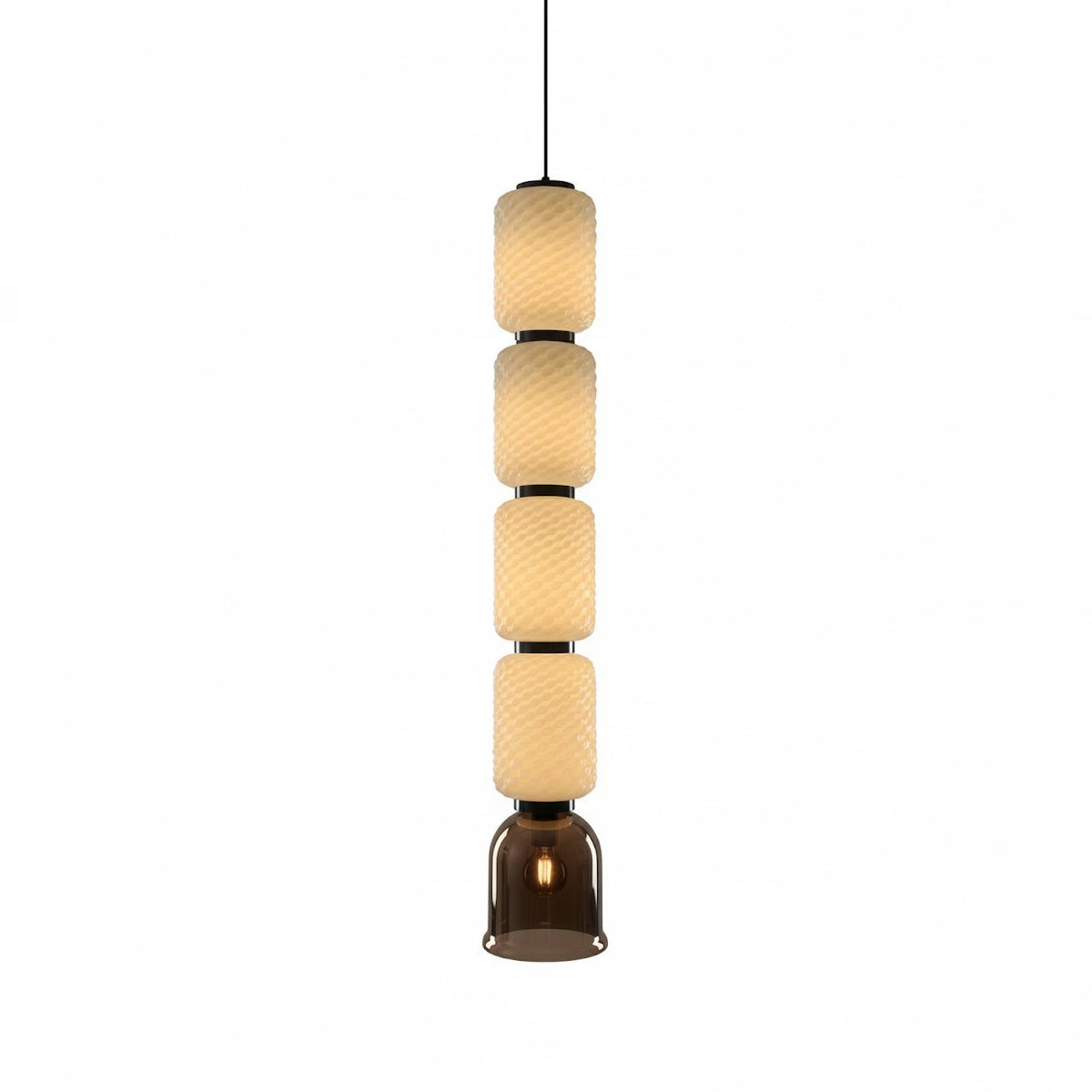 Calveris pendellampe i struktureret lagdelt glas
