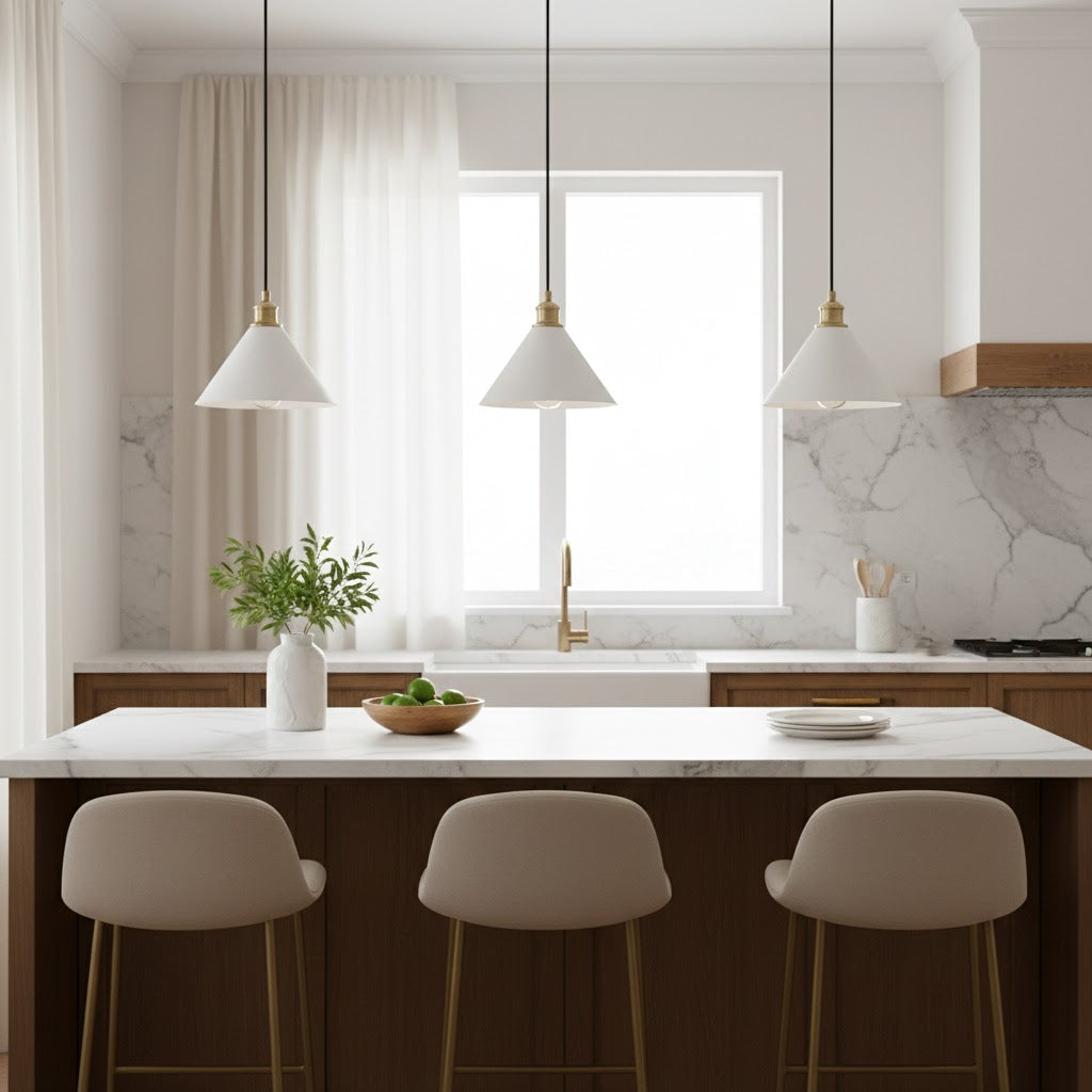 Soluenne modern pendellampa i mässing