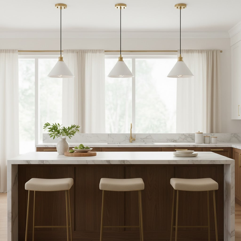 Soluenne modern pendellampa i mässing