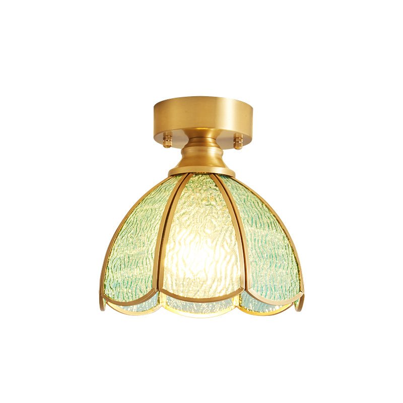 Revely vintage-loftslampe med blomster i farvet glas