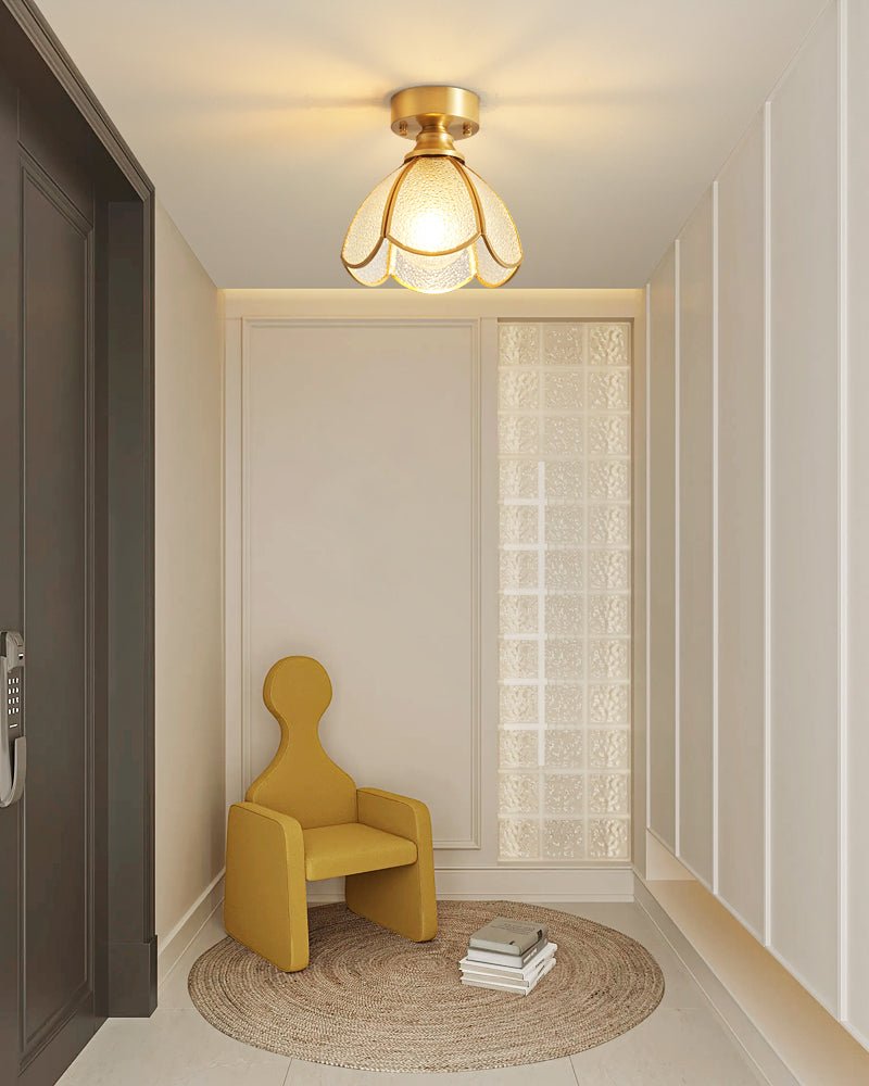 Revely vintage-loftslampe med blomster i farvet glas