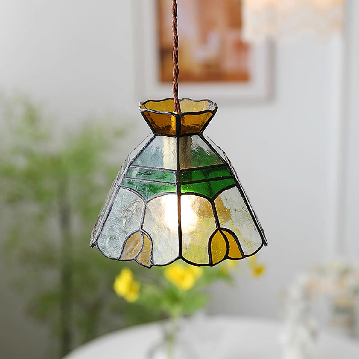 Coriva Pendant Light Stained Glass Mid-century