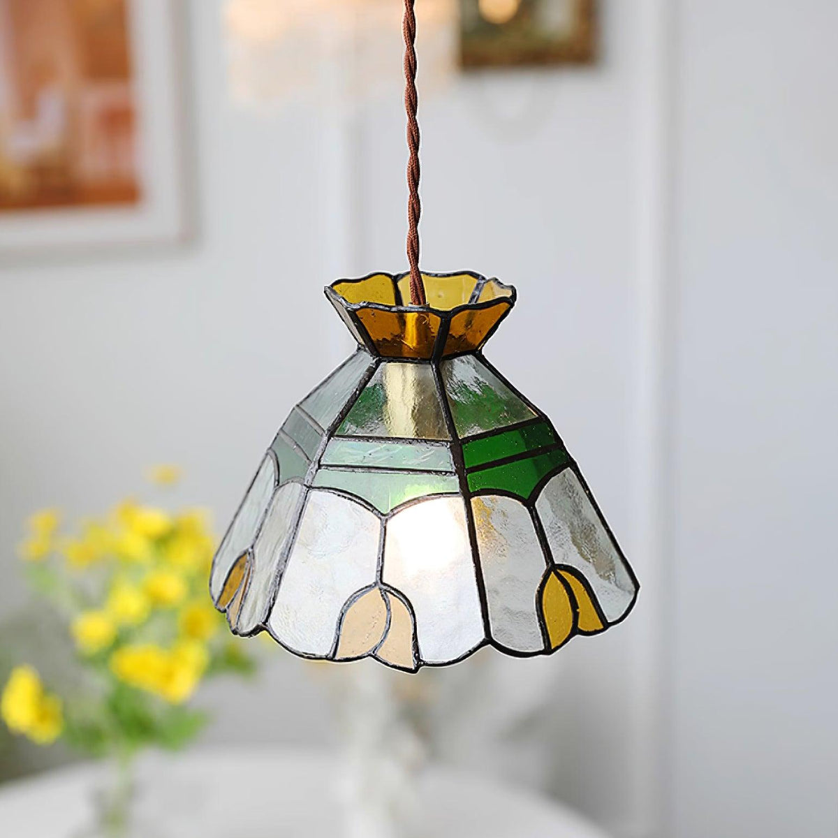Coriva Pendant Light Stained Glass Mid-century