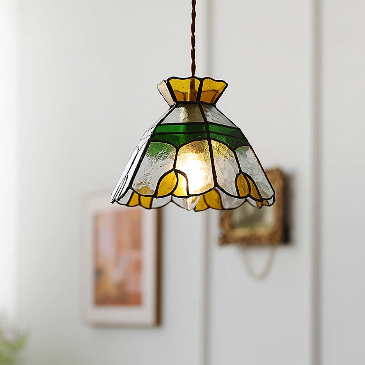 Coriva Pendant Light Stained Glass Mid-century