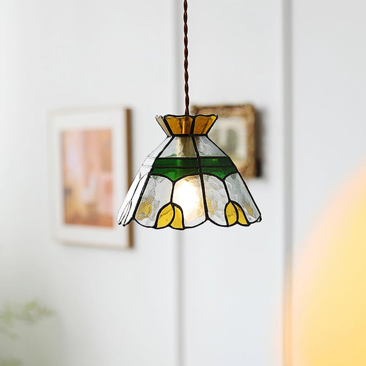 Coriva Pendant Light Stained Glass Mid-century