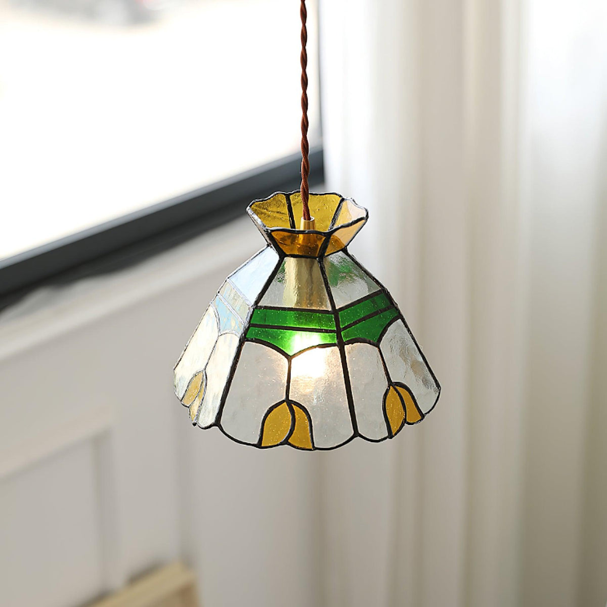 Coriva Pendant Light Stained Glass Mid-century