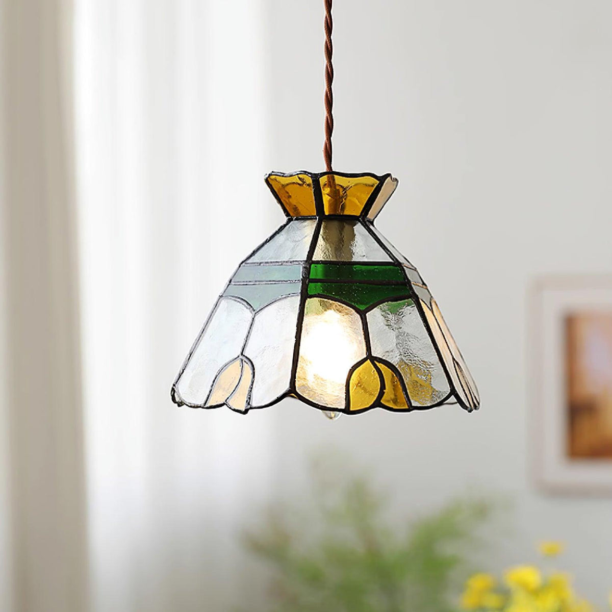 Coriva Pendant Light Stained Glass Mid-century