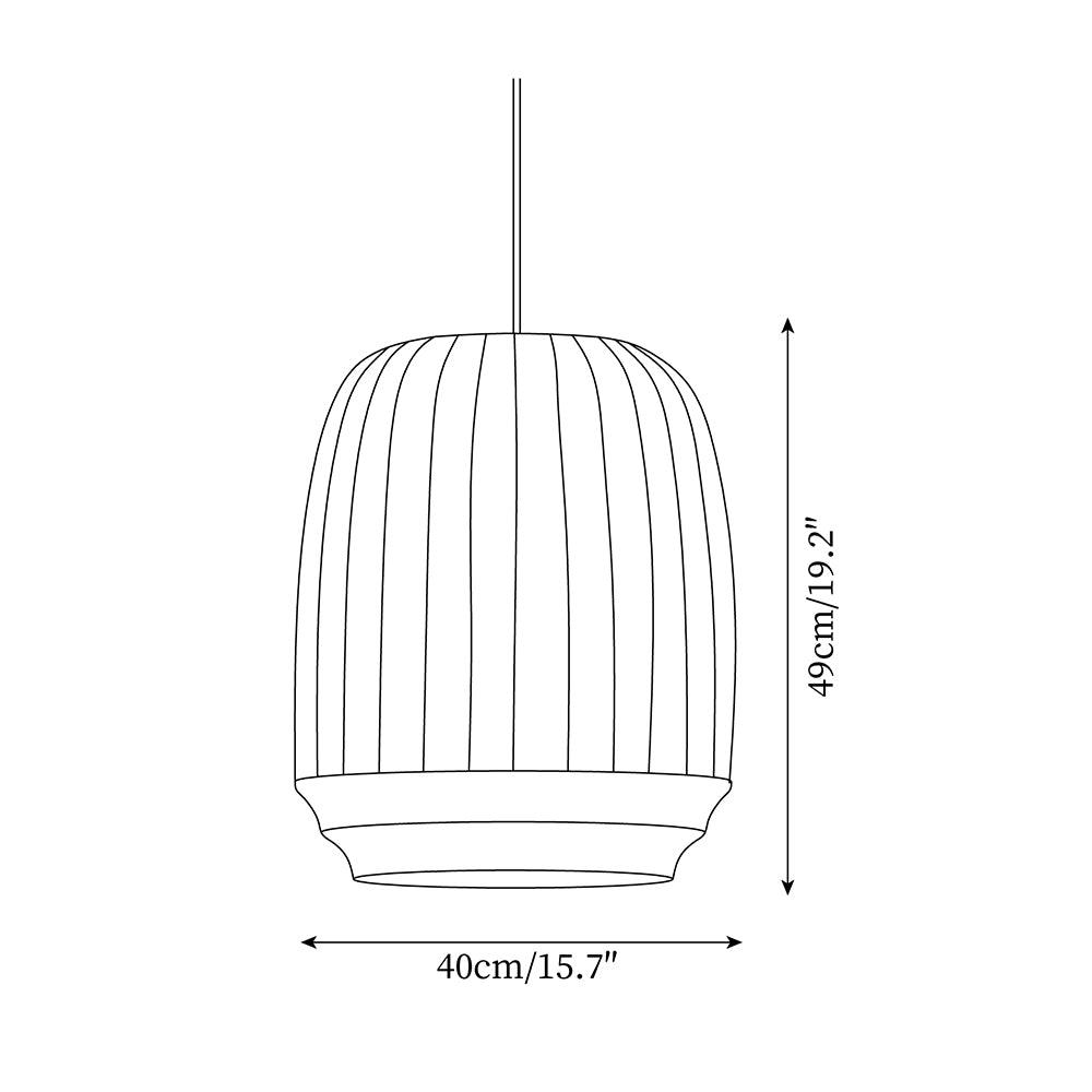 Taro Pendant Lamp Silk Shade White Fabric Vertical Lines Soft Modern Minimalist