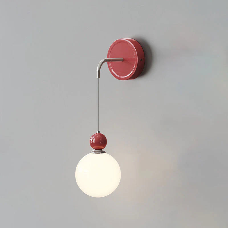 Valentina modern LED-inomhusvägglampa Röd/Kaffebrun Metall/Glas Sovrum