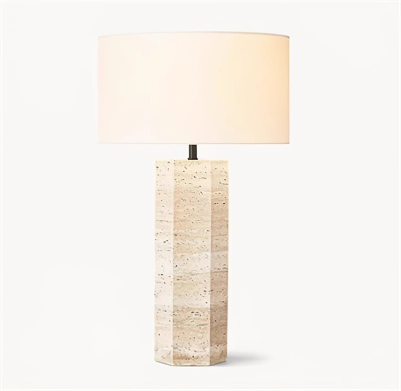 Candeeiro de mesa Tavarette com coluna de travertino