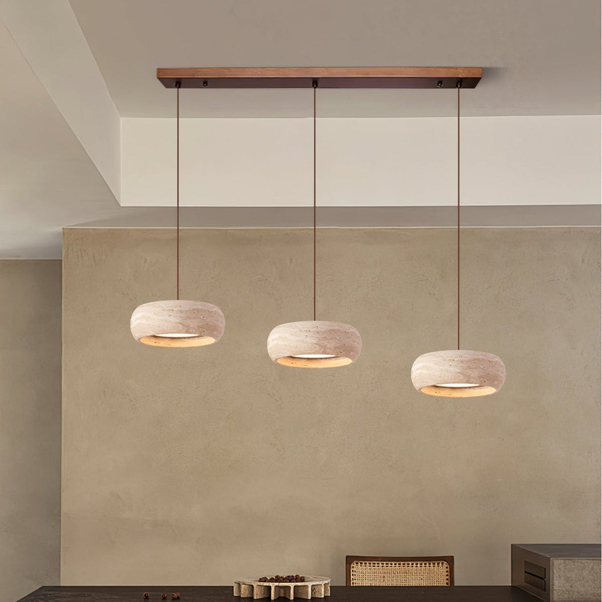 Ritta Donut-Shaped Pendant Lights Travertine