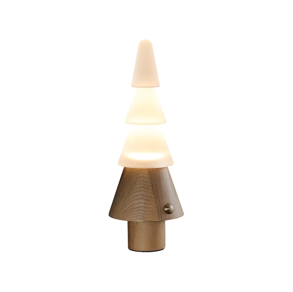 Elveette moderne bordlampe i træ