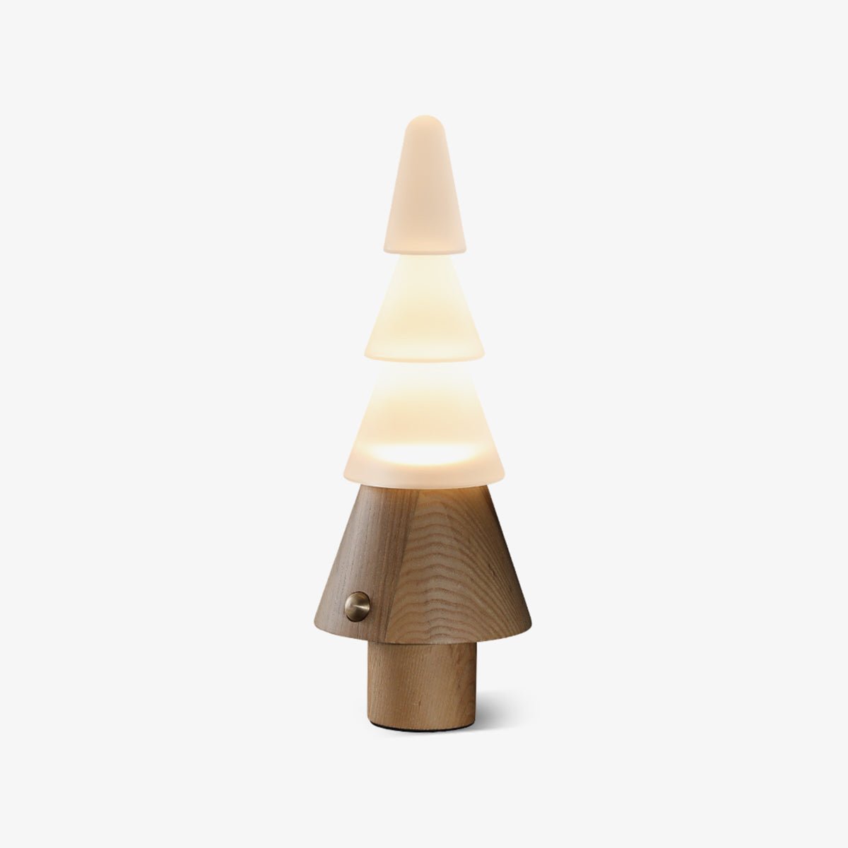 Elveette moderne bordlampe i træ