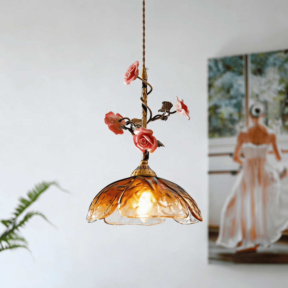 Trellis taklampa med rosor