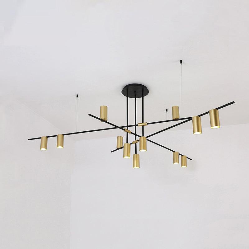 Candeeiro de teto Solenelle, cilindros lineares em latão, estilo tribal
