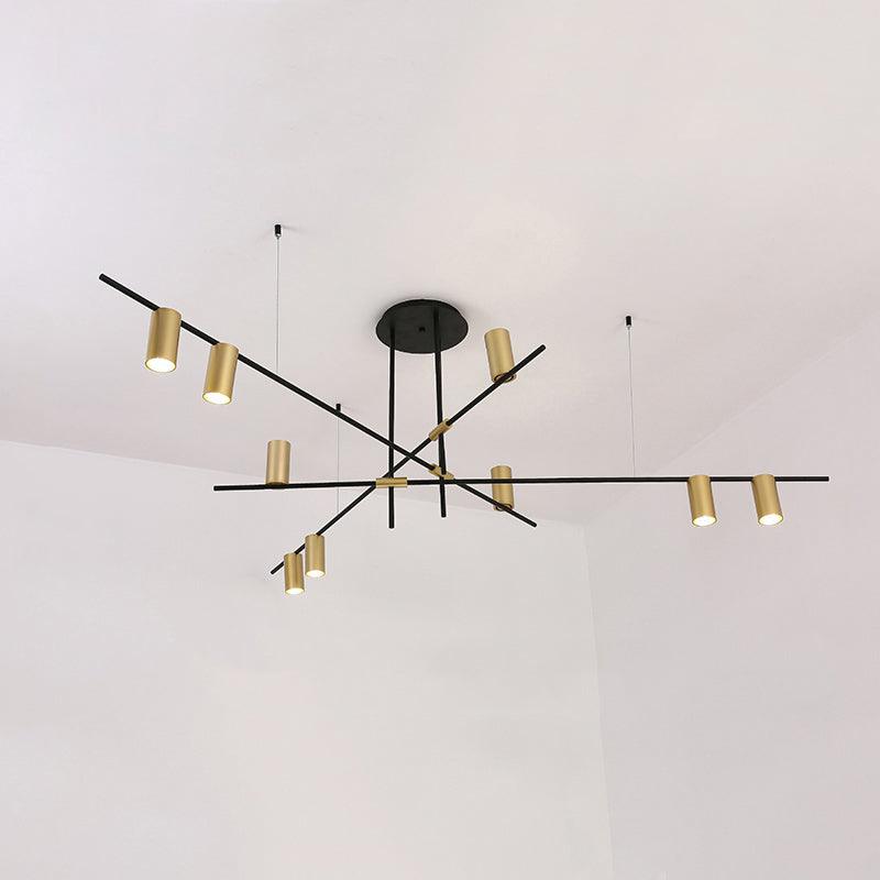 Candeeiro de teto Solenelle, cilindros lineares em latão, estilo tribal