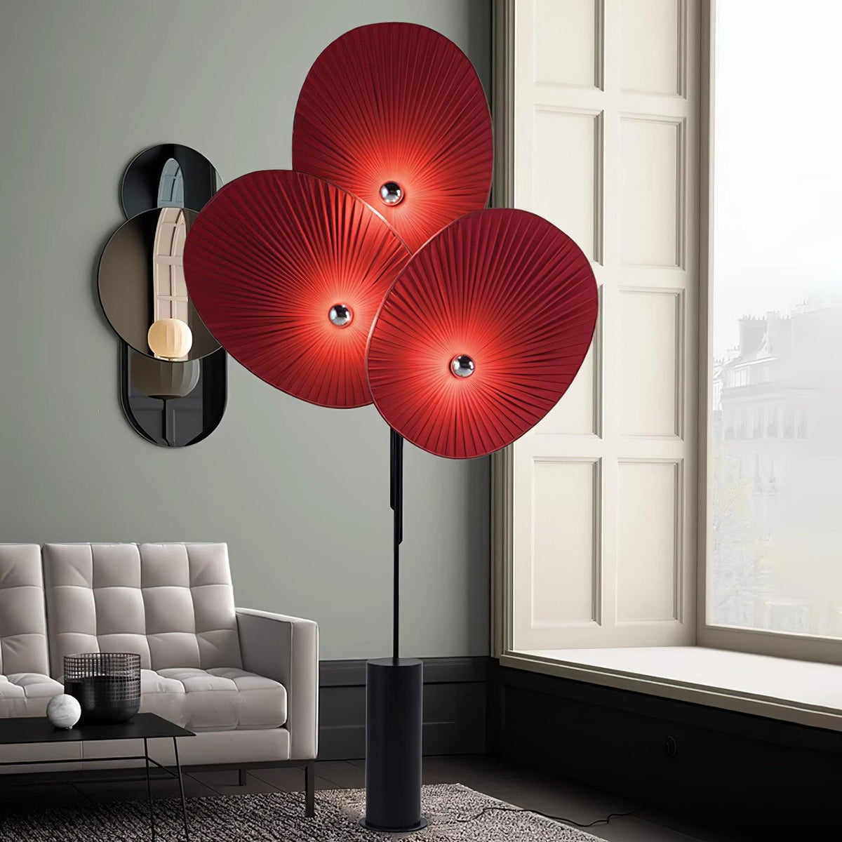 Scarlet kronblads-gulvlampe i stof