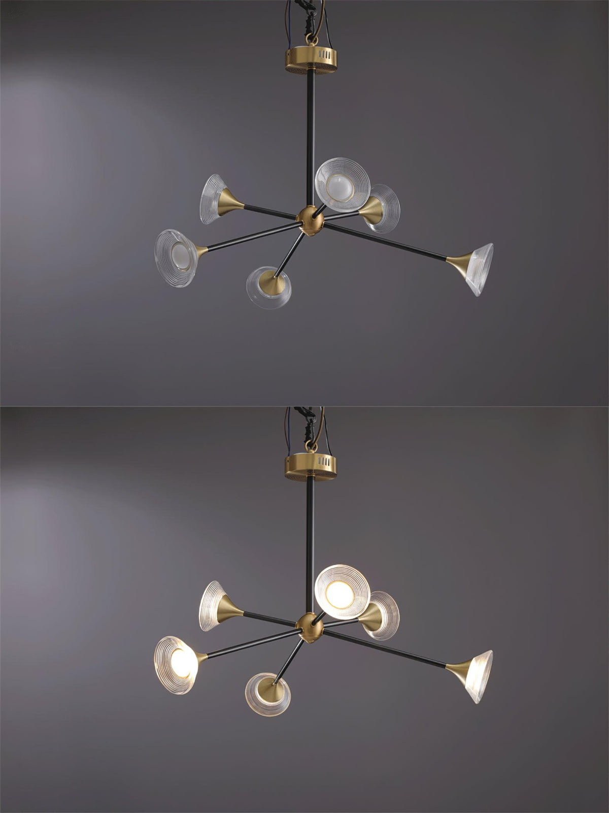 Myzoraris moderne glaslysekrone i mid-century-stil