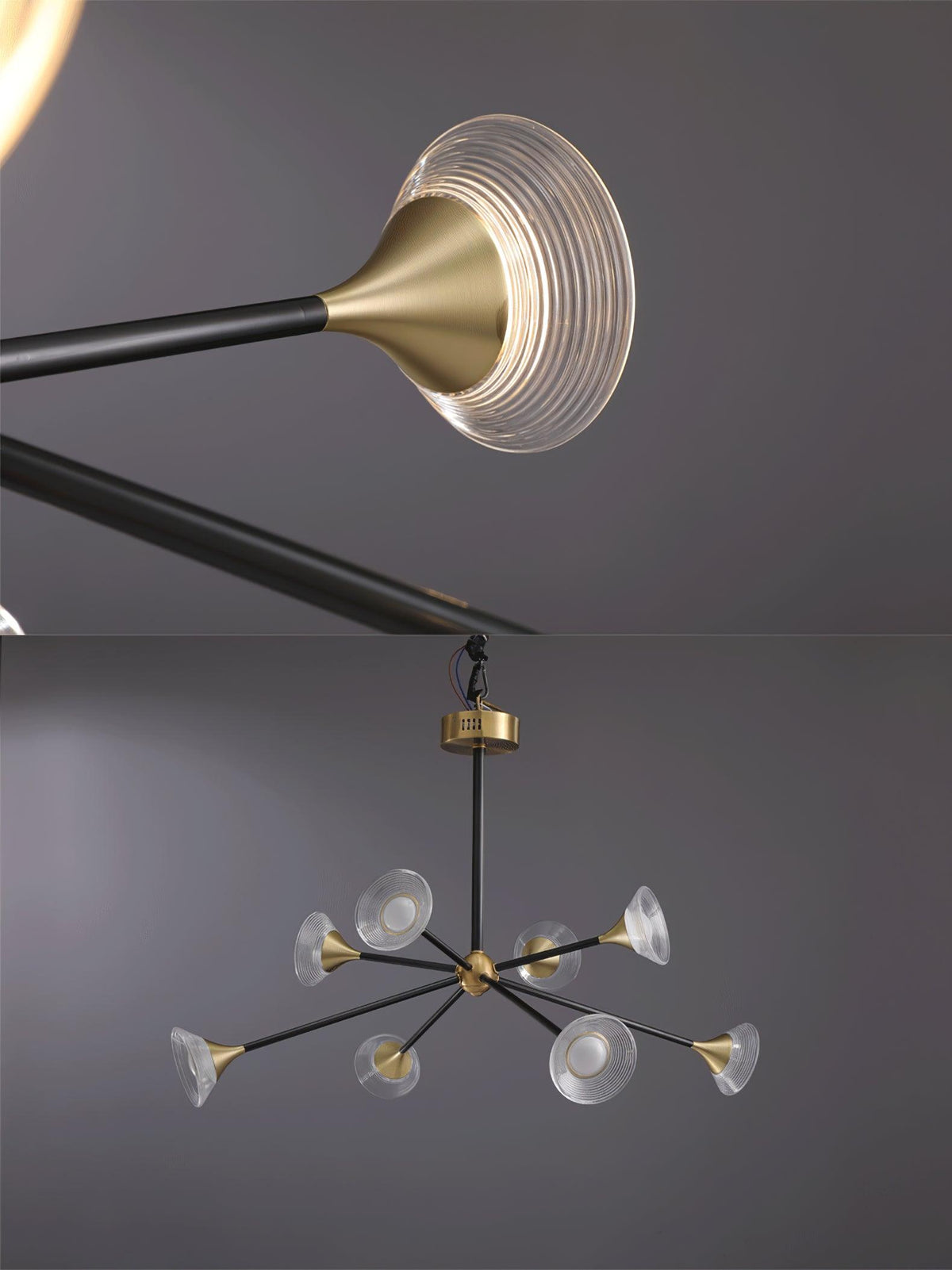 Myzoraris moderne glaslysekrone i mid-century-stil