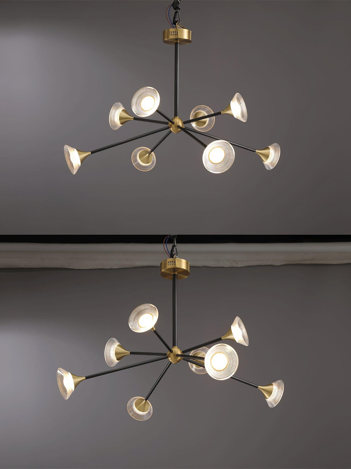 Myzoraris moderne glaslysekrone i mid-century-stil