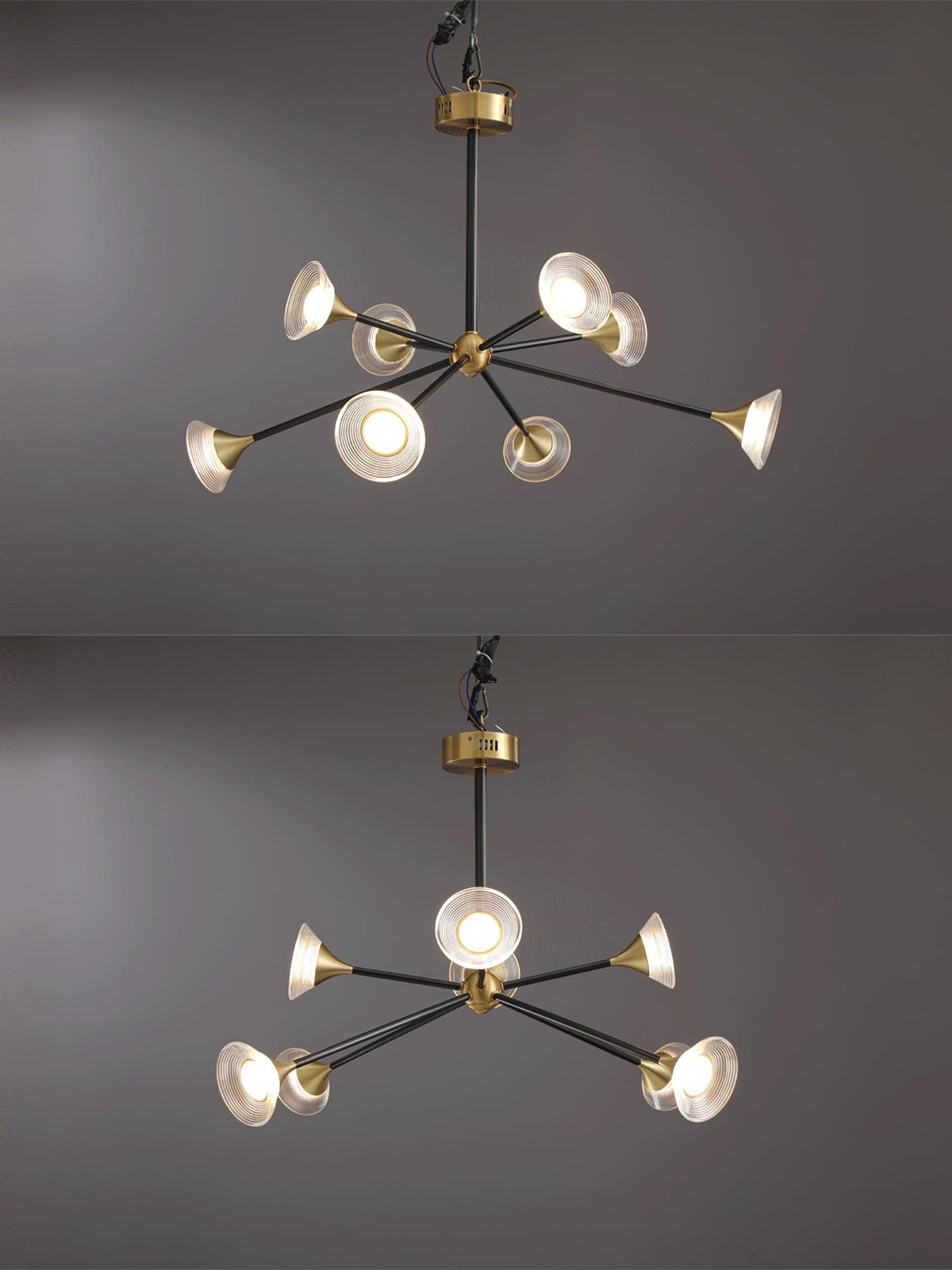 Myzoraris moderne glaslysekrone i mid-century-stil