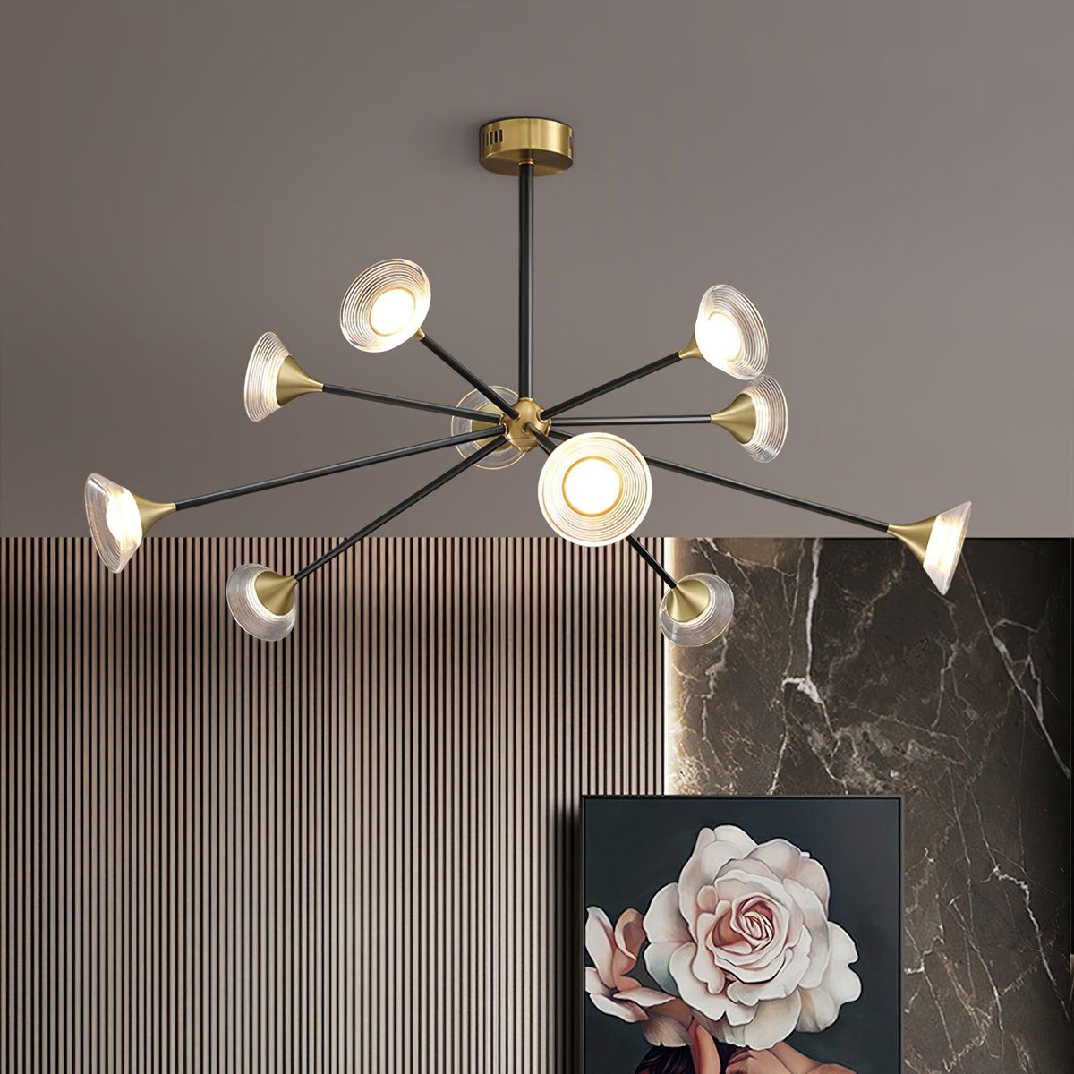 Myzoraris moderne glaslysekrone i mid-century-stil