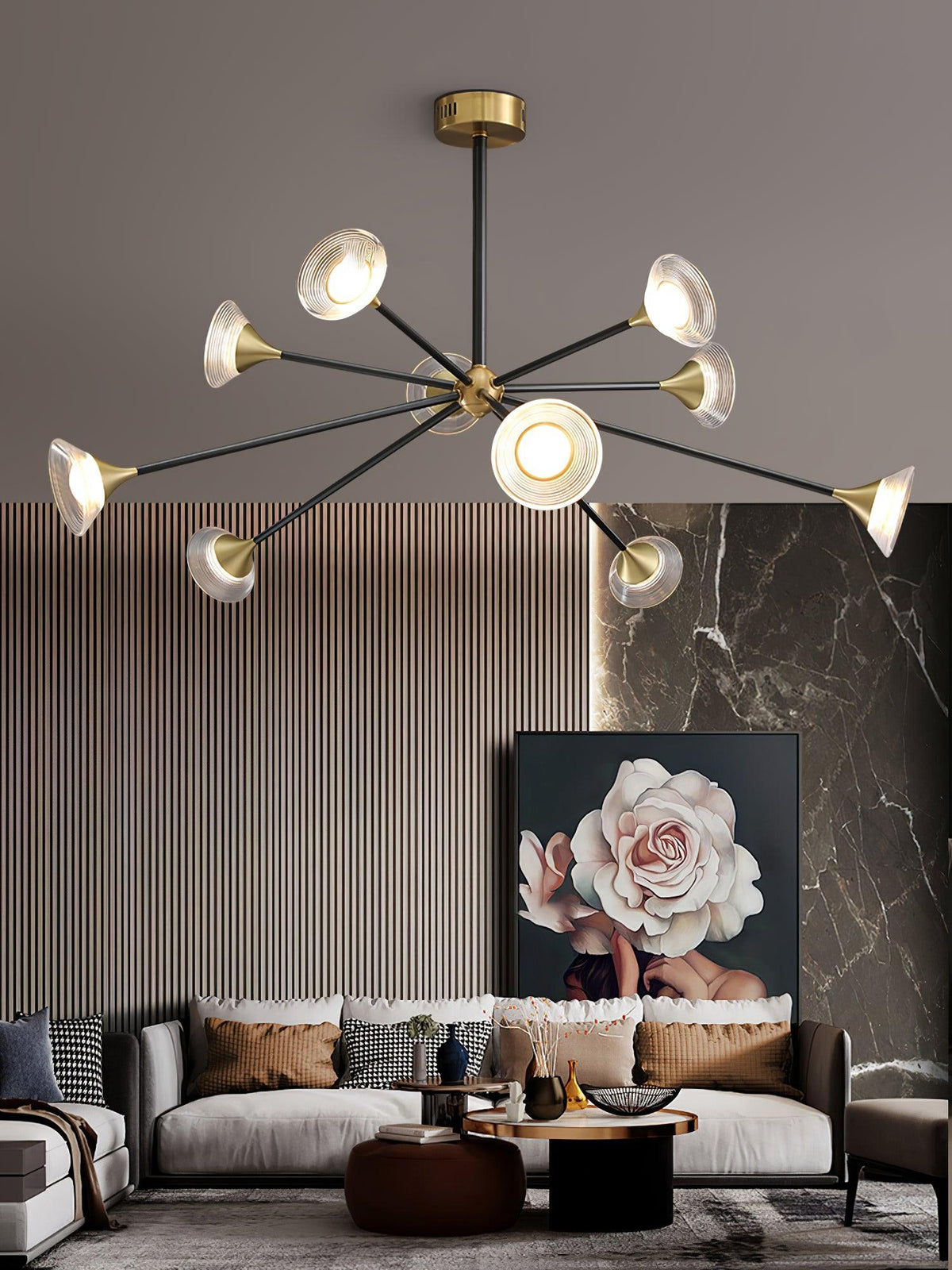 Myzoraris moderne glaslysekrone i mid-century-stil