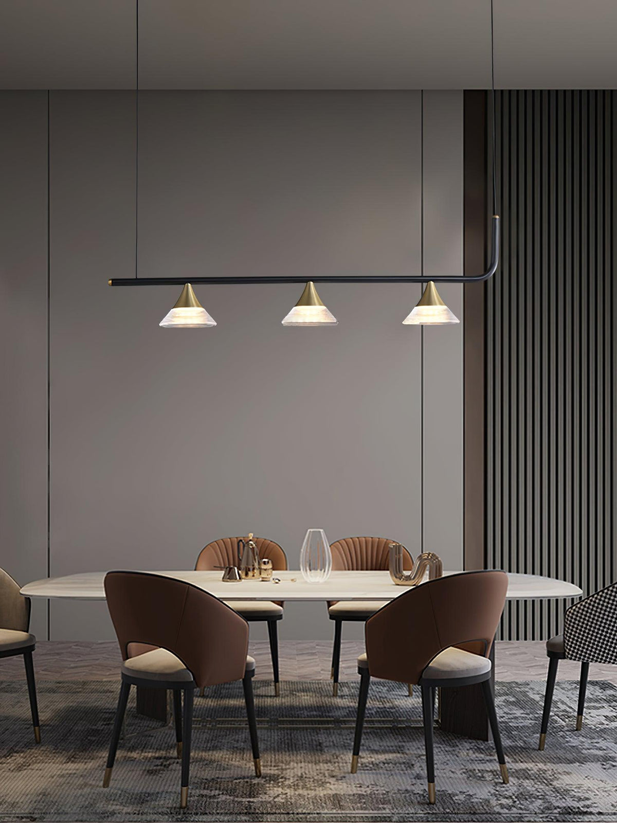 Auranielle mid-century-moderni messinkiriippuvalaisin